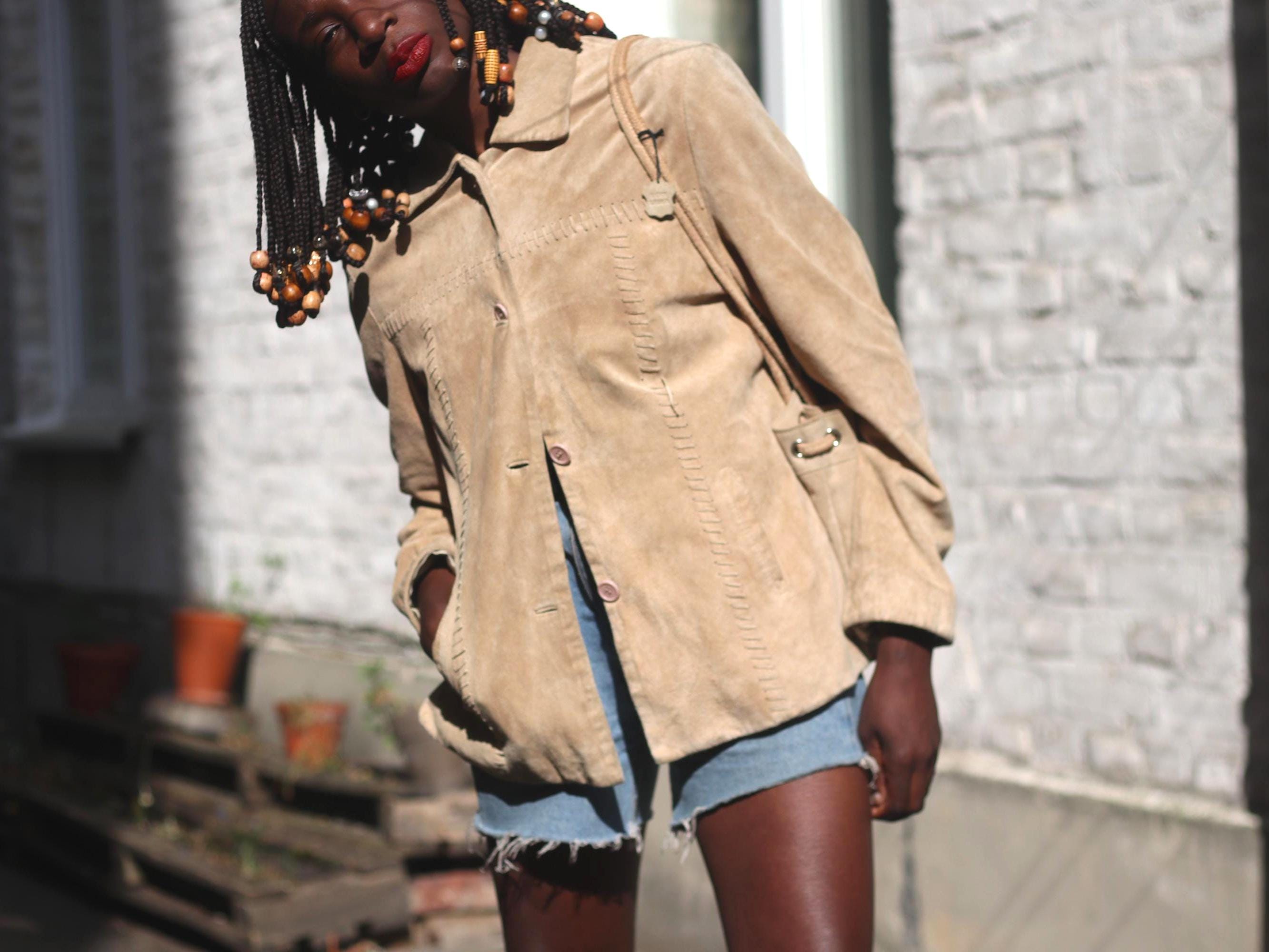 Vintage Fabiani Suede Jacket: 90s Minimalist Tan Button-up - Etsy