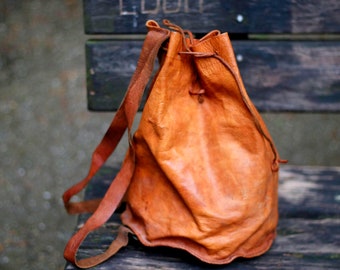 70s Mini Backpack| Vintage Brown Boho Chic Backpack| Women's Minimalist Compact Bag