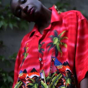 Vintage Muaro Gesandro Hawaiian Shirt Unisex red short sleeved shirt with tropical print image 6