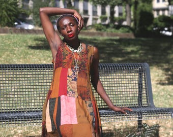 Vintage Mathilde J . Rondinaud Paris Silk and Linnen Mix Orange 