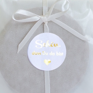 Bello che tu sia qui | 40 adesivi in ORO per matrimoni, compleanni, baby shower, adesivi per sacchetti di carta, barrette di cioccolato, Mimi e Anton
