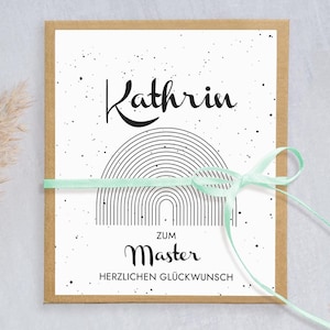 CASH GIFT MASTER Licence personnalisée | Carte élégante avec compartiment pour l'argent | Arc-en-ciel moderne style noir et blanc Mimi et Anton