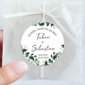 MATRIMONIO È bello che tu sia qui adesivo personalizzato | 12x ringraziamento rotondo 5 cm | Adesivi per matrimoni | Eucalipto Mimi e Anton