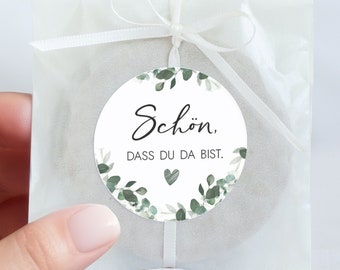 Leuk dat je er bent sticker gepersonaliseerd | Sticker Bevestiging Doop Communie Jeugd Toewijding Bruiloft | Eucalyptus Mimi en Anton