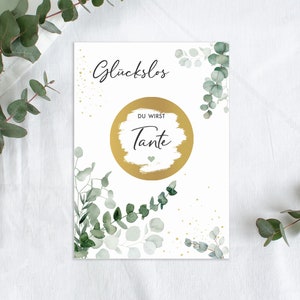 Carte à gratter ONCLE | Carte à gratter Tu deviendras oncle | Malheureusement annoncer une grossesse | Annonce de bébé avec Eucalyptus Greenery Mimi et Anton