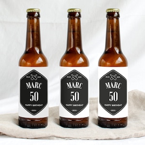 Personalized beer bottle label for birthday for man | Happy Birthday bottle label design Mimi and Anton