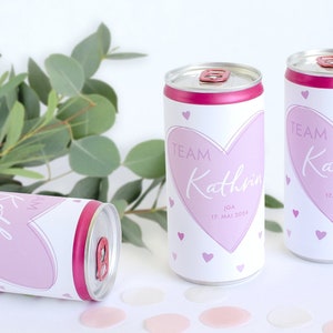 Prosecco banderole PERSONALIZED | Sticker for JGA, wedding, drinks can banderole design pink pink hearts Mimi and Anton