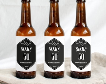 Personalized beer bottle label for birthday for man | Happy Birthday bottle label design Mimi and Anton