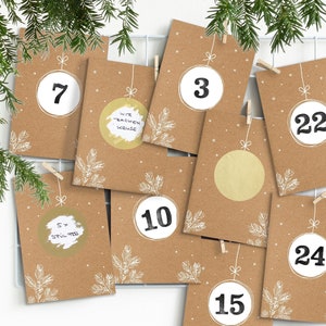 Calendario dell'Avvento SCRATCH-OFF, fai da te, ORO, kit creativo da 97 pezzi | Calendario dei buoni Time Not Stuff in carta kraft | Mimi e Anton