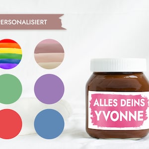 Label for chocolate spread PERSONALIZED with name as a gift, chocolate cream glass sticker, chocolate cream sticker from Mimi and Anton