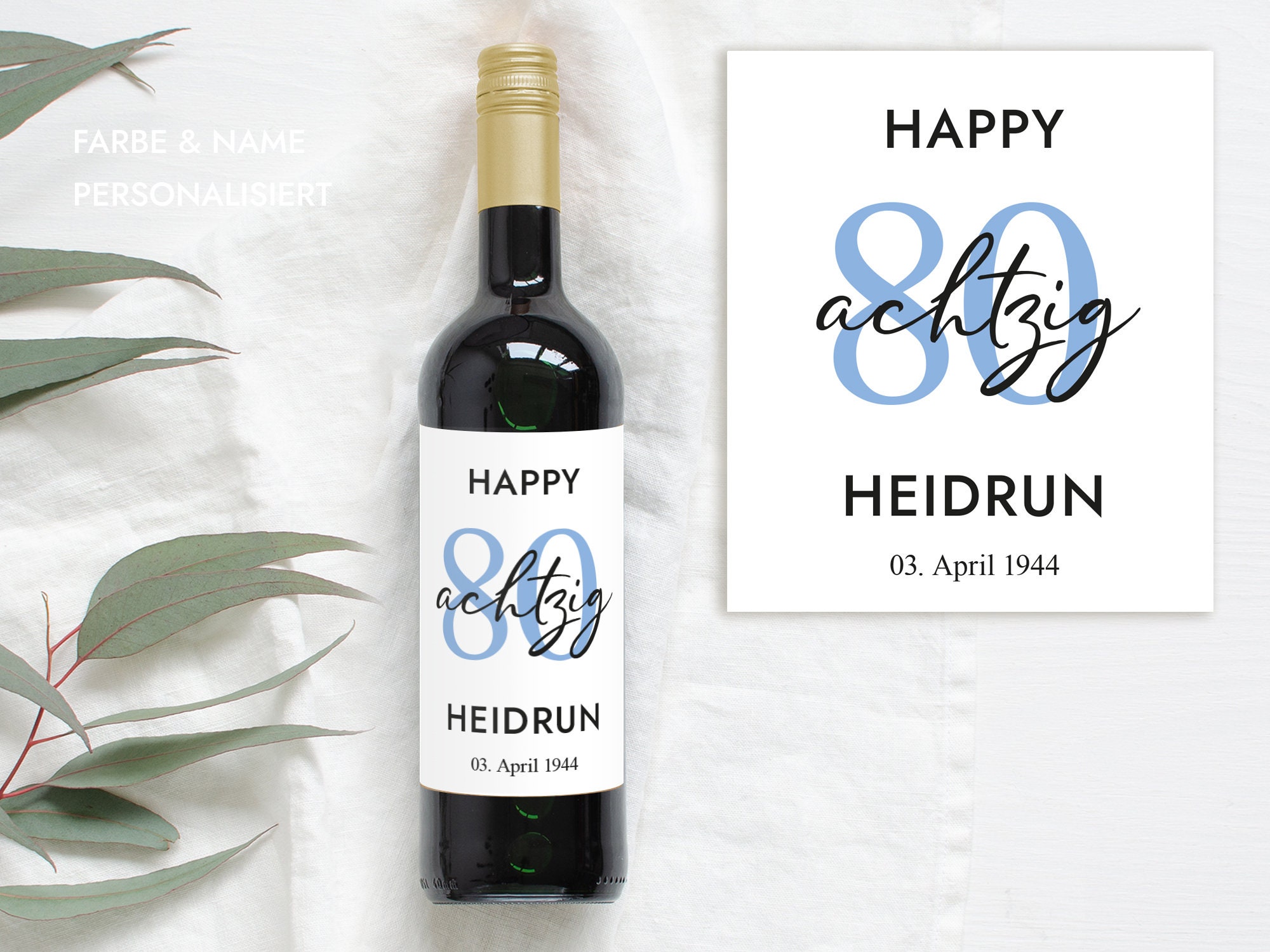 80 Geburtstag Geschenk Personalisiertes Wein Etsy.de