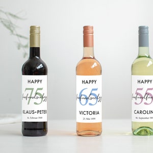 40th Birthday Gift Personalized Bottle Label Wine Bottle Label Wine Label Happy Birthday Design Mimi and Anton image 2