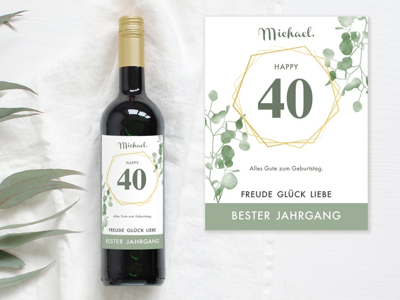 40th Birthday Gift Personalized Bottle Label Wine Bottle Label Wine Label Happy Birthday Design Mimi and Anton image 7
