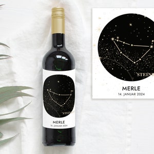 Etichetta della bottiglia Segno zodiacale CAPRICORNO | Etichetta per vino personalizzata come regalo di compleanno nel design BOHO STYLE di Mimi e Anton