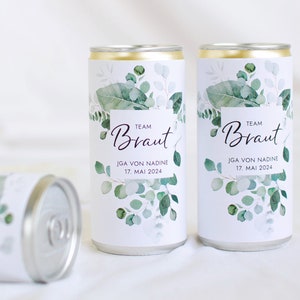 Prosecco Banderole PERSONALISIERT Sticker für JGA, Hochzeit, Getränke-Dosen-Banderole Design Eukalyptus Greenery Mimi und Anton Bild 10