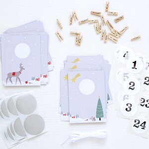 RUBBEL Advent calendar, for scratching, deer in the snow, craft set 97 pieces Time instead of stuff voucher calendar in Nordic style Mimi and Anton image 9