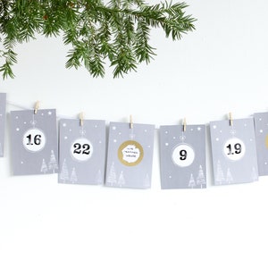 RUBBEL Advent calendar, for scratching, deer in the snow, craft set 97 pieces Time instead of stuff voucher calendar in Nordic style Mimi and Anton image 10