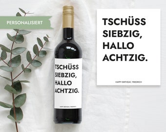 80 Geburtstag Geschenk | Personalisiertes Flaschenetikett Wein Flaschen Etikett | Weinlabel Happy Birthday | Design Mimi und Anton