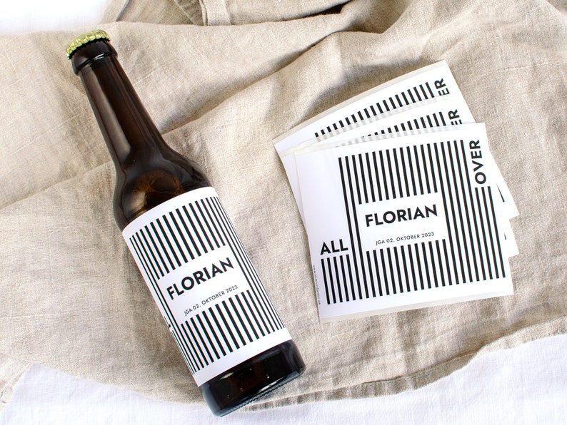 Personalisiertes Bier Flaschen Etikett zum Geburtstag für Mann Happy Birthday Flaschenetikett Design Mimi und Anton Bild 5