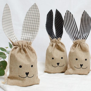 OSTERBEUTEL personalisiert | Osterkorb, Ostertasche | Hasenohren Karo, Geschenkbeutel Hase mit Namen für Junge, Mädchen, Osterkorb