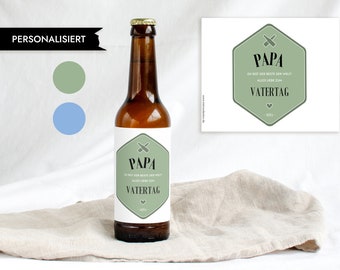 VADERDAG Cadeau Bier Gepersonaliseerde Fles Label Papa | Beste DAD ter wereld Vaderdagcadeau met flesetiket | Ontwerp Mimi en Anton