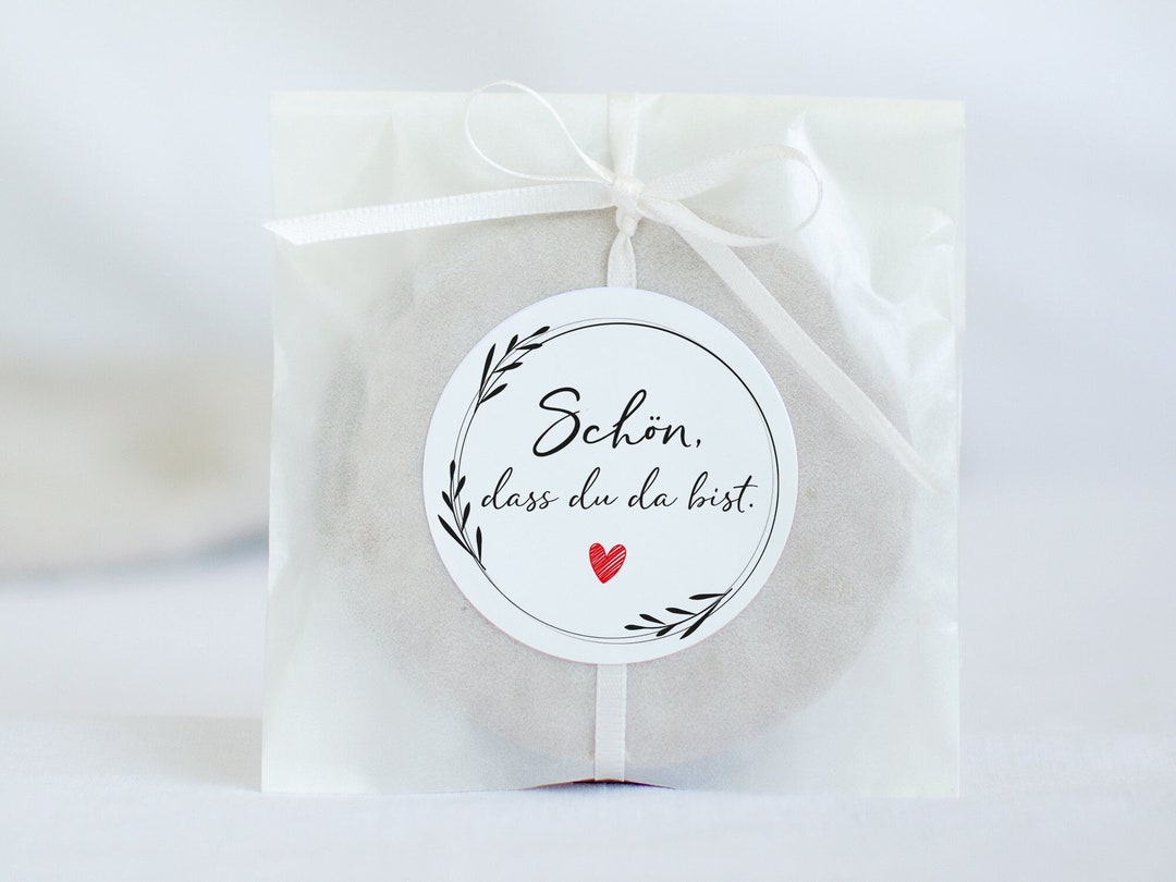 50 Geschenktüten „Schön, Dass Du Da Bist“ – Mit Dankes-Anhängern & Band In Salbeigrün Für Hochzeit & Party