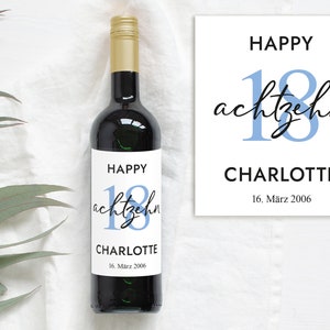 18 Geburtstag Geschenk | Personalisiertes Flaschenetikett Wein Flaschen Etikett | Weinlabel Happy Birthday | Design Mimi und Anton