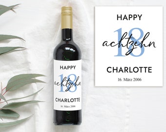 18 Geburtstag Geschenk | Personalisiertes Flaschenetikett Wein Flaschen Etikett | Weinlabel Happy Birthday | Design Mimi und Anton