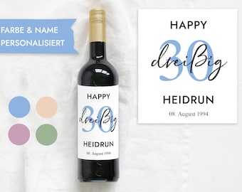 30 Geburtstag Geschenk | Personalisiertes Flaschenetikett Wein Flaschen Etikett | Weinlabel Happy Birthday | Design Mimi und Anton