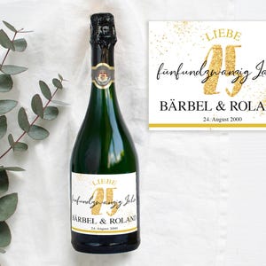 25th wedding anniversary bottle label sparkling wine bottle gift | Personalized bottle label SPARKLING WINE label 25 years of love | Mimi and Anton