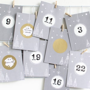 RUBBEL Advent calendar, for scratching, deer in the snow, craft set 97 pieces Time instead of stuff voucher calendar in Nordic style Mimi and Anton image 8