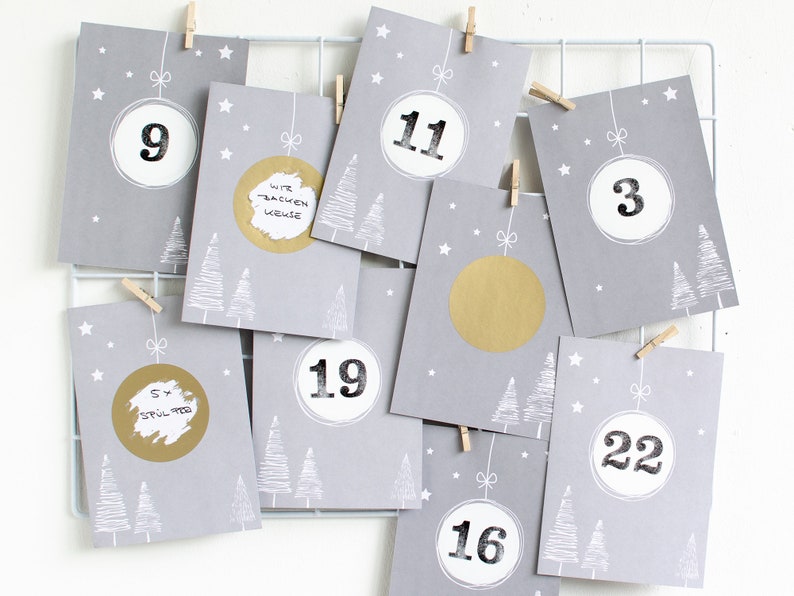 RUBBEL Advent calendar, for scratching, deer in the snow, craft set 97 pieces Time instead of stuff voucher calendar in Nordic style Mimi and Anton image 8