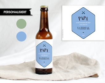 VATERTAG Bier personalisiert Flaschen Etikett für Mann | Bester PAPA der Welt Flaschenetikett Vatertagsgeschenk | Design Mimi und Anton