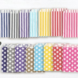 50 sacchetti di carta per caramelle, molti colori, sacchetti di carta per matrimonio, sacchetti di carta per dolci, sacchetti per caramelle, sacchetti di carta a righe e pois piccoli