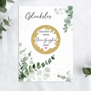 Carte à gratter DEMEILLE D'HONNEUR | Carte à gratter Veux-tu être ma demoiselle d'honneur | Questions de mariage malheureuses dans le design Eucalyptus Mimi et Anton