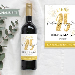 25th wedding anniversary gift, silver wedding anniversary wine bottle label personalized | 25 years of love | Wine bottle sticker Mimi and Anton