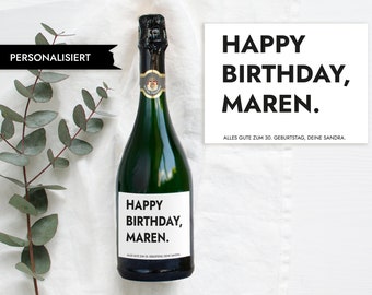 HAPPY BIRTHDAY Geburtstag Geschenk | Personalisiertes Flaschenetikett SEKT Flaschen Etikett | Weinlabel Happy Birthday | Mimi und Anton