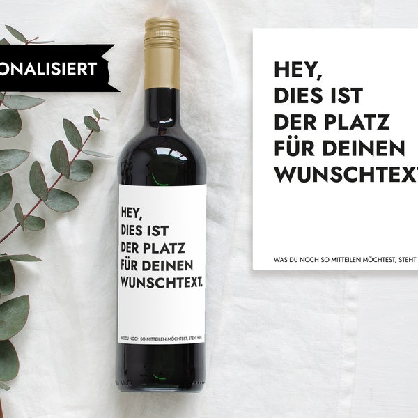 Aufkleber Weinflasche Geburtstag Geschenk | Personalisiertes Flaschenetikett Wein Etikett Flaschen Etikett mit eigenem Text | Mimi und Anton