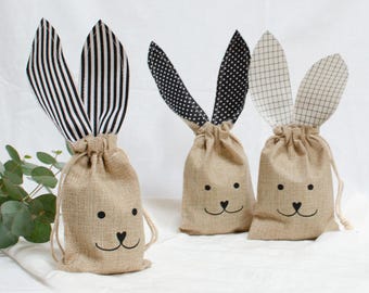 OSTERBEUTEL personalisiert | Osterkorb, Ostertasche | Hasenohren Osterhase, Geschenkbeutel Hase mit Namen für Junge, Mädchen, Osterkorb
