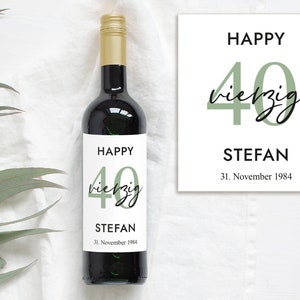 40th Birthday Gift Personalized Bottle Label Wine Bottle Label Wine Label Happy Birthday Design Mimi and Anton image 4