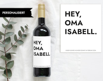 OMA | Personalisiertes Weinlabel Du wirst Oma | Schwangerschaft verkünden Großeltern | Babyankündigung Mimi und Anton