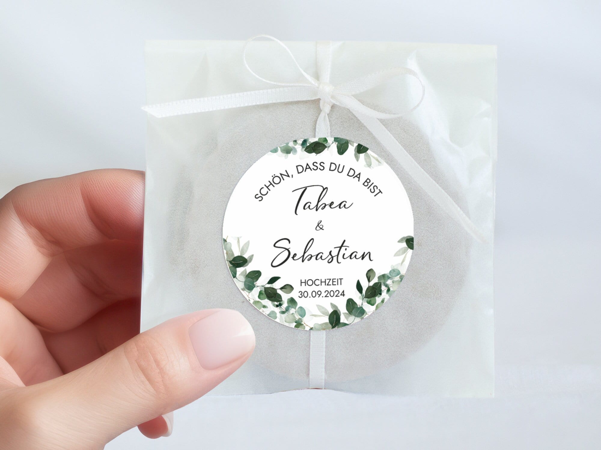WEDDING It's nice that you're here sticker personalized | 12x thank you round 5 cm | Wedding sticker | Eukalyptus Mimi and Anton