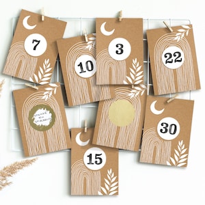 RAMADAN calendar for children to scratch, GOLD, craft set 122 pieces | Good deed vouchers in a kraft paper look boho style | Mimi and Anton