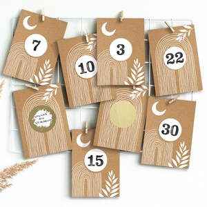 RAMADAN Kalender für Kinder zum Rubbeln, GOLD, Bastelset 122 Teile | Gute Taten Gutscheine im Kraftpapier Look Boho Stil | Mimi und Anton