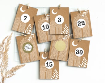 RAMADAN calendar for children to scratch, GOLD, craft set 122 pieces | Good deed vouchers in a kraft paper look boho style | Mimi and Anton