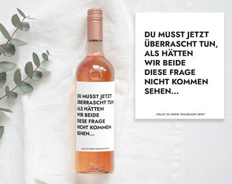 Weinetikett Trauzeugin fragen Hochzeit | Aufkleber Weinflasche Aufkleber mit schwarzer Schrift von Mimi und Anton