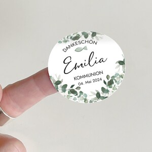 COMMUNION THANK YOU sticker personalized 12x thank you round, 5 cm Sticker confirmation baptism youth consecration Eucalyptus Mimi and Anton image 2