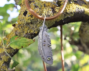 Adlerfeder Amulett SHAMANIC SPIRIT mit Lederband, Amulett Feder Silber, Schamanisches Amulett, Boho Schmuck