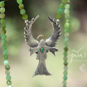 Archangel Necklace RAPHAEL, Archangel Pendant, Guardian Angel Necklace, Angel Necklace, Archangel Amulet (Unique) with Emerald and Chrysoprase