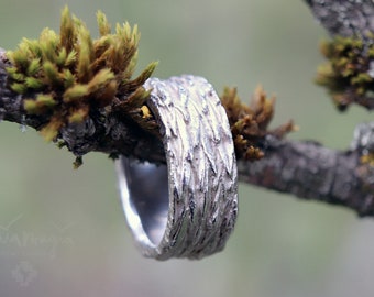 Ring SEQUOIA, ausgefallener Mammut Baum Ring, Ring der Kraft in Silber, Natur Schmuck